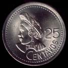 25 centavos quetzal guatemalteco reverso