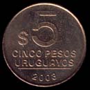5 pesos uruguayos reverso